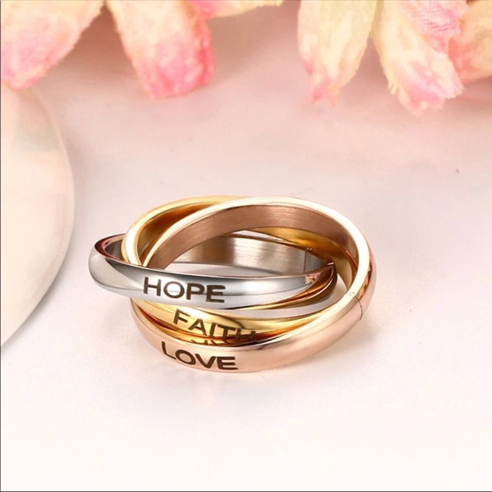 ✨Hope, Faith and Love Tricolor Rings✨ - Picture 2 of 8